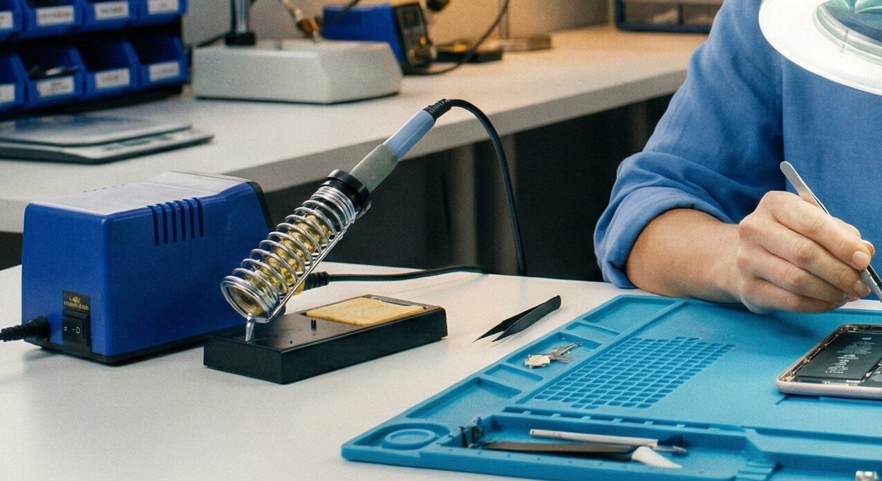 リペアラボ奈良店でiPhoneの基板修理を行う修理スペシャリスト